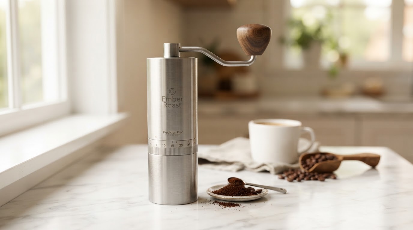 Manual Burr Grinder — Stainless Steel, Precision Burrs